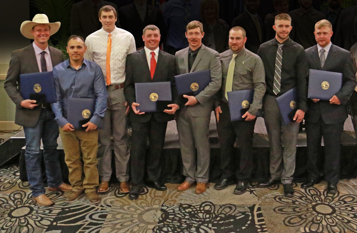 041218 Awards Ceremony - 2018 U.S. Department of the Interior Valor Awards left to right: David Lester Butler, Damian Martinez, Jason Carl Martindale, Blaine Thomas Jewett, Garrett Robert Hall, Ray Michael Bilbao, Jack William Richelieu, Zachary William Cada