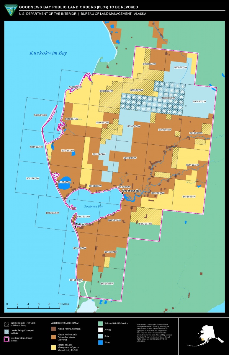 Map depicting land pattern in Goodnews Bay area.