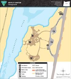 thumbnail map showing layout of devils canyon campground near the deschutes river