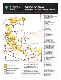 BLM Arizona Wilderness Areas map showing 47 numbered wilderness areas and 2 wilderness study areas on BLM-managed public lands statewide.