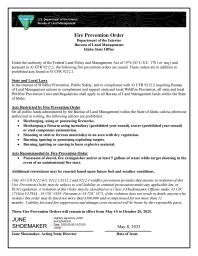2025 BLM Idaho Fire Prevention Order
