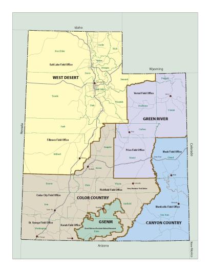 map of Utah showing district boundaries