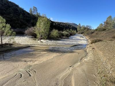 A flooded mountain road