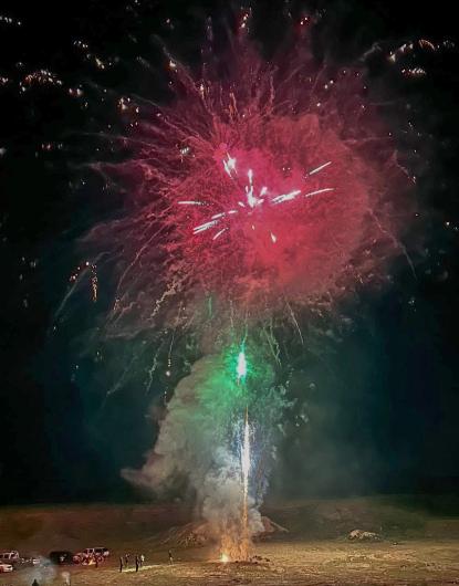 Fireworks highlighted against a black sky