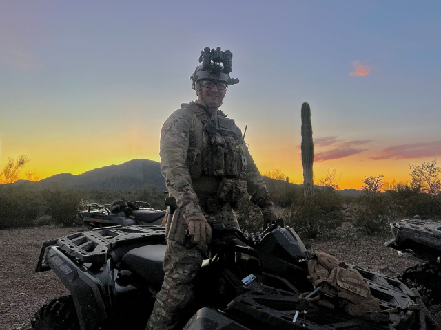 Ranger Puckett patrols the border on a four-wheeler