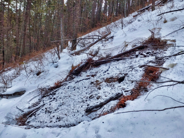 Sunken circle on the snowy ground