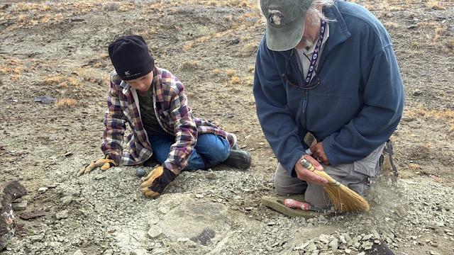 Touren and JP excavate the turtle fossil