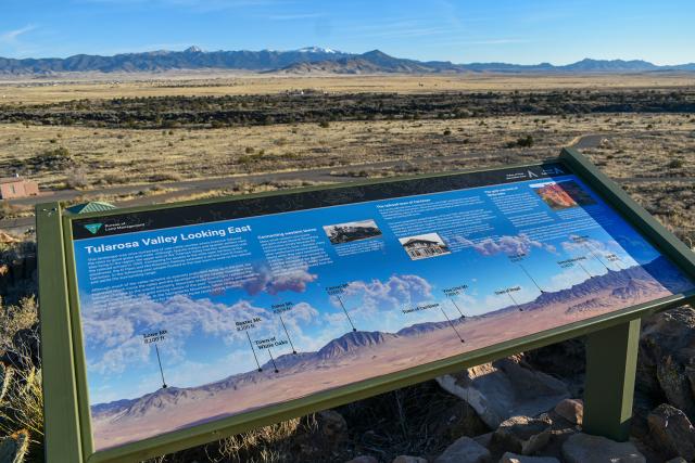 A new interpretive sign at the Valley of Fires Recreation Area’s overlook.