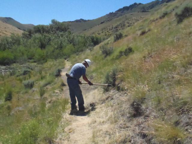 volunteer working on a trail at Water Canyon Recreation Area