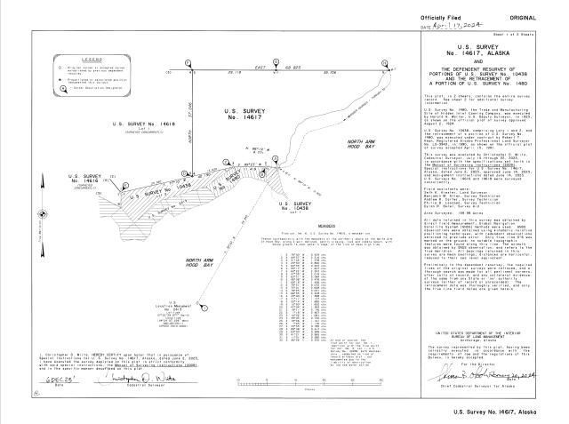 Example of a land survey document showing property line measurement using metes & bounds.