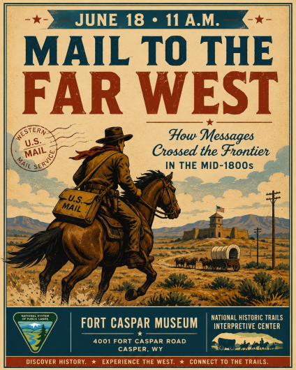Poster with a horse riding into the landscape 