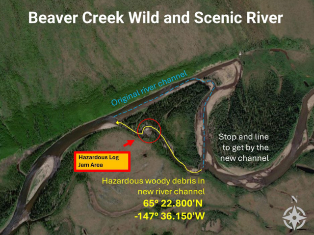 an aerial view of a rafting hazard on Beaver Creek. 