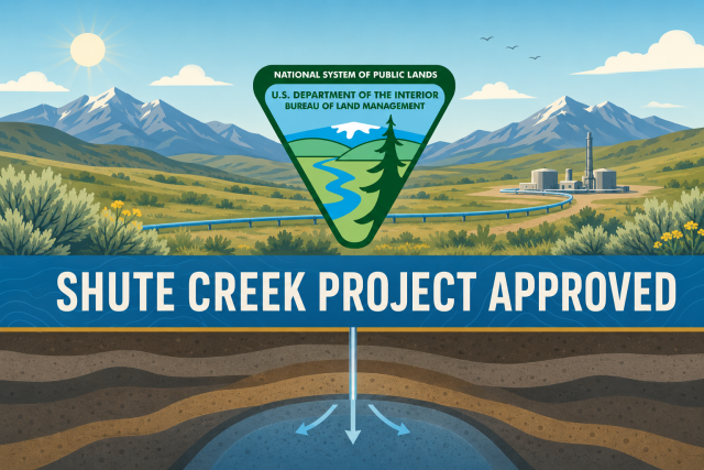 BLM Logo with text saying "Shute Creek Project Approved"