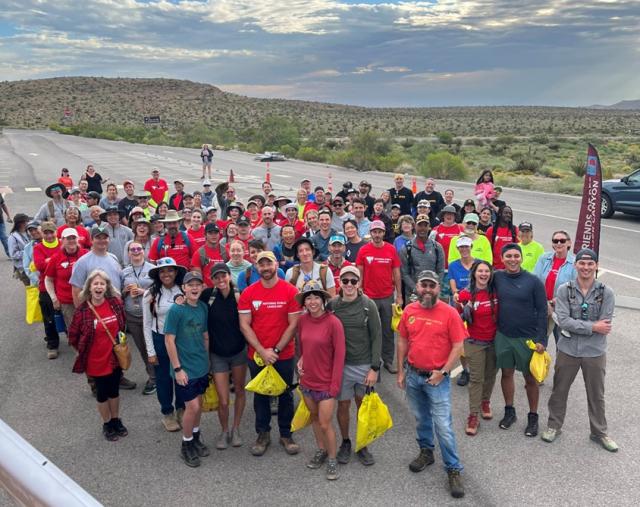 Volunteers pose for a picture after a clean-up event at Red Rock Canyon NCA.