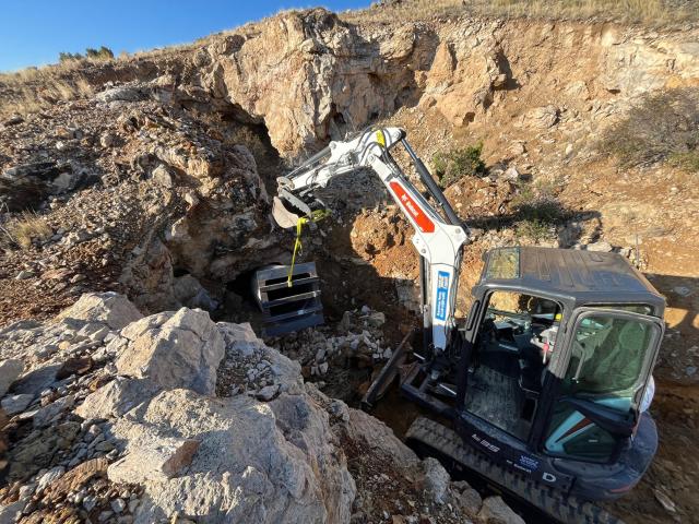 Mountain States Reclamation installing a culvert and bat-compatible gate in a mine adit. (Photo courtesy of Mountain States Reclamation, LLC)