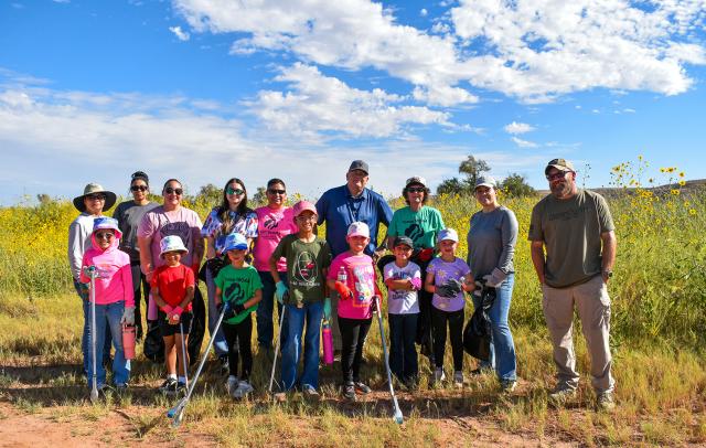 Members of Girl Scouts Troop 18044 and Bureau of Land Management staff pose for a photo during a National Public Lands Day cleanup event at the Bureau of Land Management Roswell Field Office’s Oxbow Day Use Area on Sept. 12.