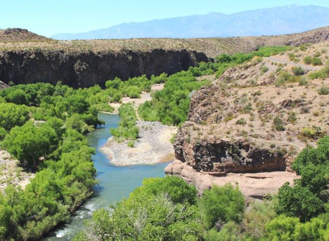 Water flows through the Gila Box Riparian National Conservation Area