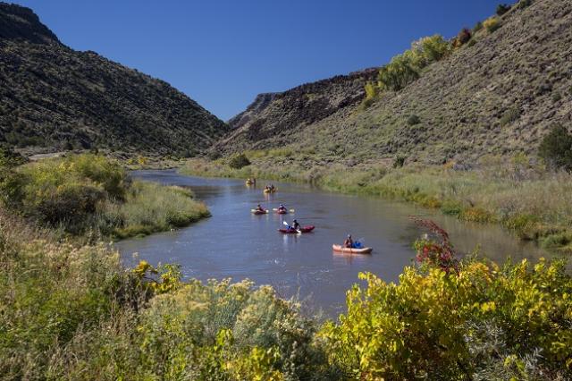  Canoers floating down the Rio Grande Wild and Scenic River.