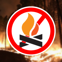 a symbol of a campfire with a red slash through it.