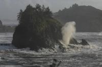 A dramatic backdrop of rocks and islands of the California Coastal National Monument at Trinidad Head.