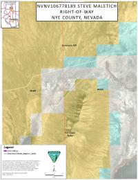 Map showing location of new landing strip right-of-way near Sunnyside in Nye County, Nevada.