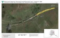 Map of Nome Creek showing the restoration area and the location of the closed trail. 