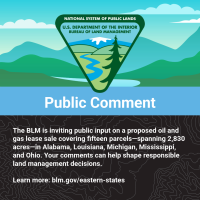 BLM invites public comments on a proposed oil and gas lease covering 2,830 acres across five Eastern states to guide land management.