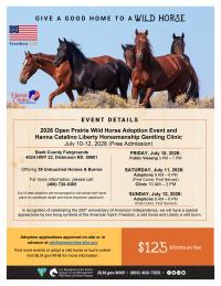An informational flyer for the Open Prairie HWB Event in Dickinson, N.D.