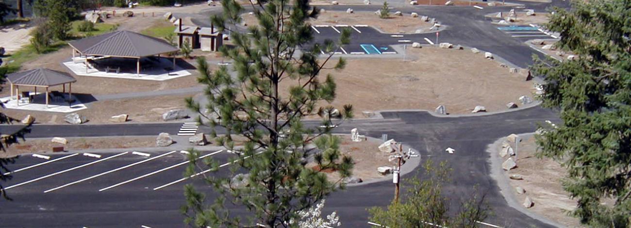 Aerial view of parking lot