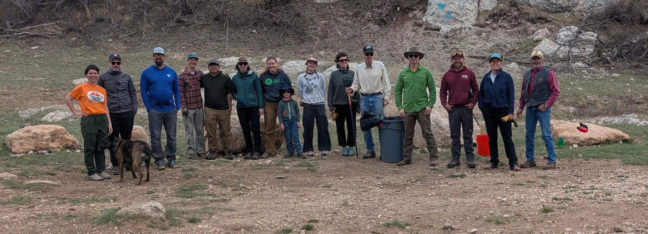 BLM and Volunteers stand together for a photo op at Rogers Canyon