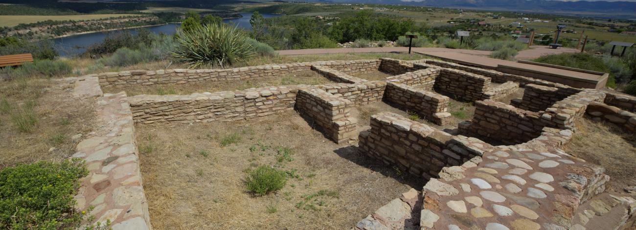 Remnant walls of Puebloan structures at Escalante Pueblo
