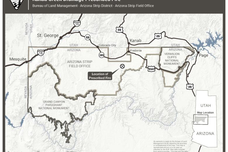 A map of the Kanab Creek Drainage prescribed fire in northern Arizona
