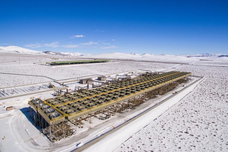 A geothermal energy plant in the Nevada desert.