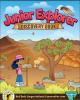 Thumbnail of Junior Explorer workbook showing cartoon of smiling person waving wearing a hat and backpack surrounded by red rocks and desert plants and animals