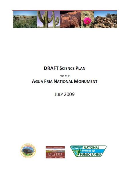 Cover page of Agua Fria National Monument Science Plan publication