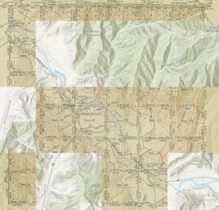 Map showing Leavenworth, WA with missing imagery filled in with Google Maps data