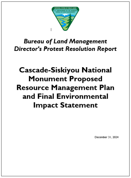 Cascade-Siskiyou National Monument Proposed RMP and Final EIS Protest Report Cover
