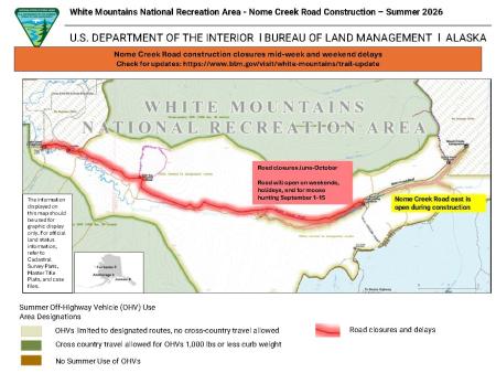 A map of a temporary road closure on Nome Creek Road