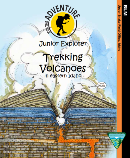 Junior Ranger Book cover with image of an exploding volcano drawing.