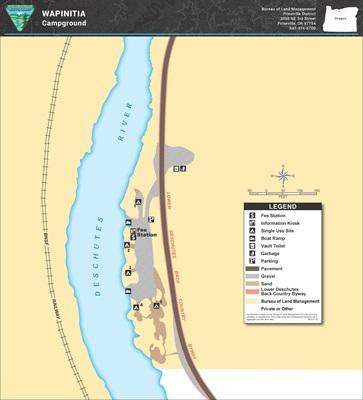 map of campground showing river and campsites